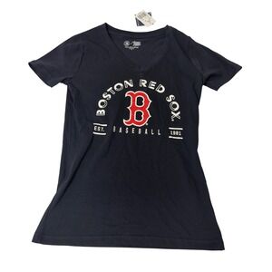 V-Neck Graphic MLB Boston Red Sox T-Shirt Navy NEW Women XS
